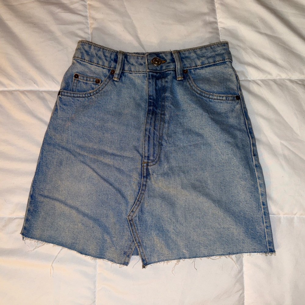 Zara Denim Mini Skirt in Light Blue